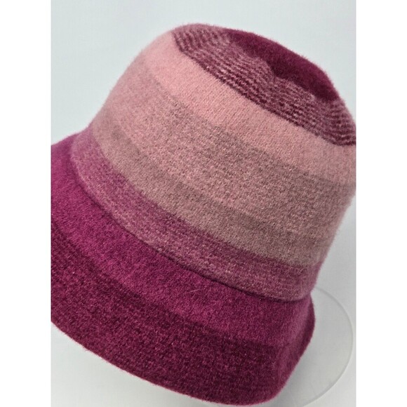 DULUTH TRADING CO MAUVE MAROON OMBRE STRIPE WOOL BLEND BUCKET HAT WOMEN M COZY - Picture 12 of 12